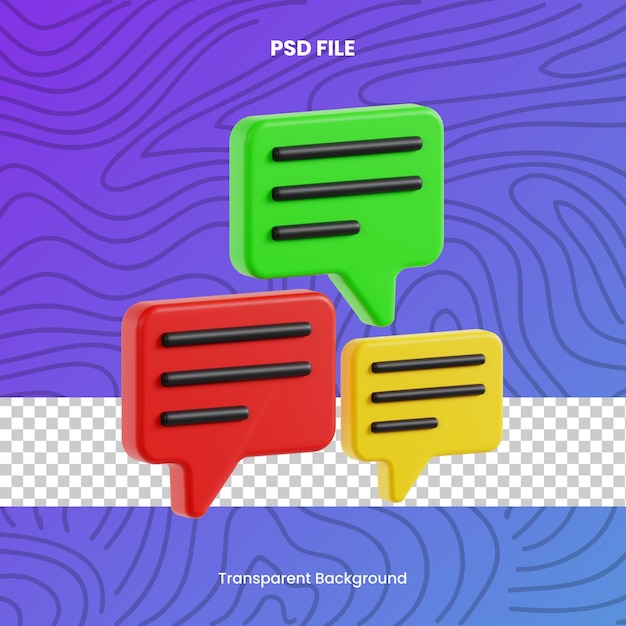 PSD commentaires rendu 3d icône illustration fichier psd fond transparent