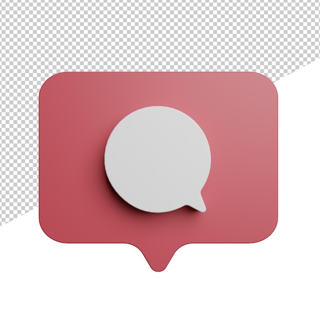 Commento vista frontale icona social media rendering 3d illustrazione sfondo trasparente psd