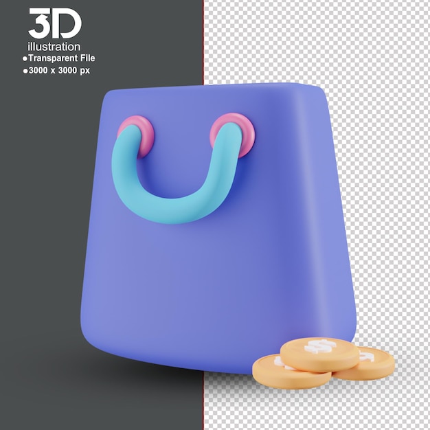 Commercialmente ECommerce 3D Icon Tasb PNG ad alta risoluzione