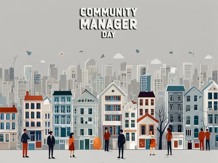 PSD community manager day-hintergrund mit bearbeitbarer datei