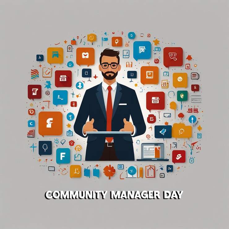 PSD community-manager-hintergrund mit bearbeitbarer datei