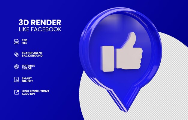 Como facebook aislado en render 3D