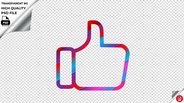 PSD como facebook social polegar para cima favorito favorito ícone vetorial vermelho azul roxo fita psd transparente