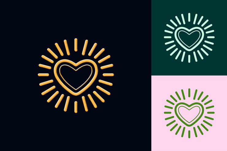 PSD como ícone com um pequeno contorno de coração e algumas linhas em torno de desenhos de ícones minimalistas abstratos