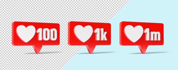 PSD como icono de notificación de redes sociales de maqueta con el símbolo del corazón
