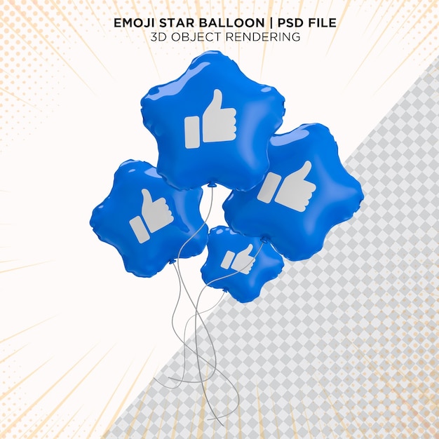 PSD como suspiro emoji quatro balão estrela estilo flutuante renderização 3d isolada
