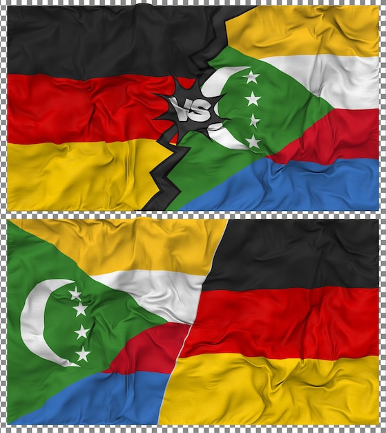 Comoras contra Alemania Media bandera combinada con textura en 3D