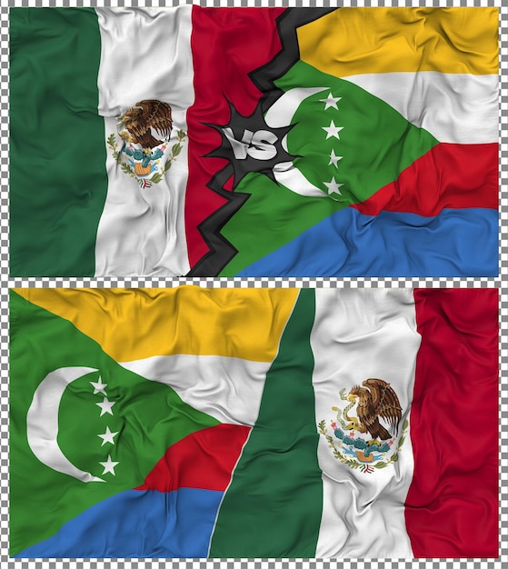 Comoras contra México Media bandera combinada con textura en 3D