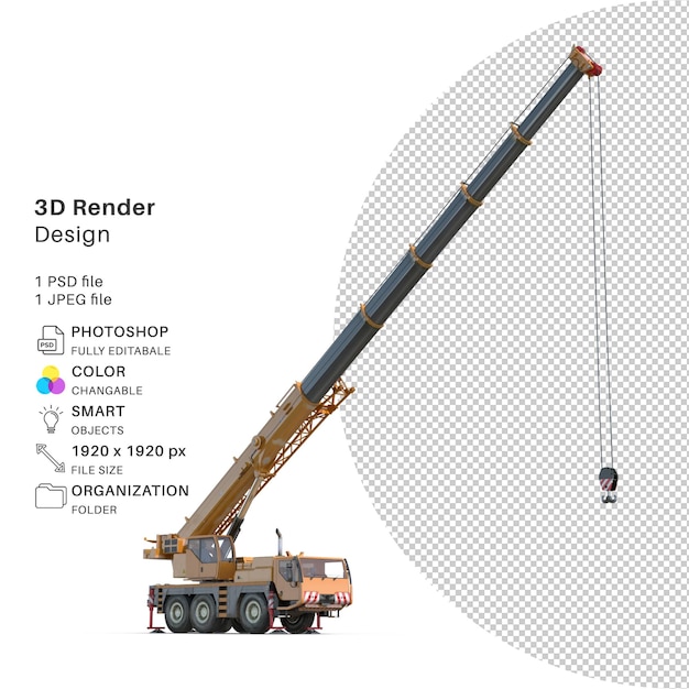 PSD compact mobile crane modelado 3d archivo psd realista