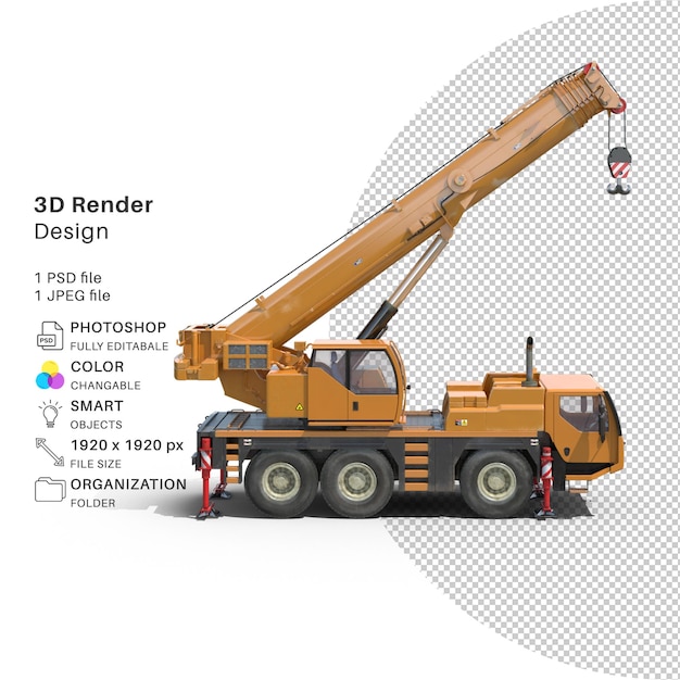 PSD compact mobile crane modelado 3d archivo psd realista