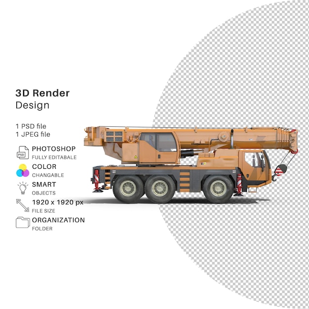 Compact mobile crane modelado 3d archivo psd realista