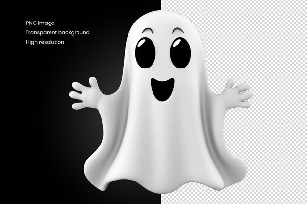 PSD companheiro fantasma fofo em 3d para aventuras de halloween