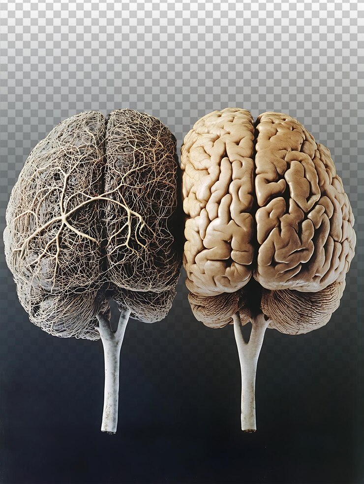 PSD comparación lateral de dos cerebros humanos