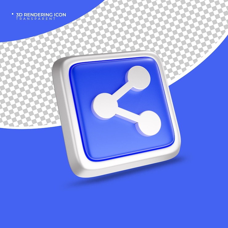 PSD compartir 3d render icono signo o símbolo