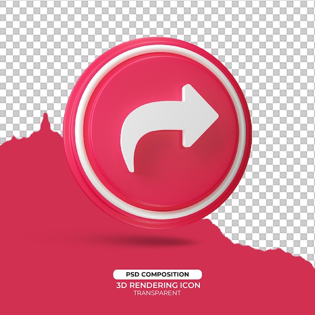 PSD compartir 3d render icono signo