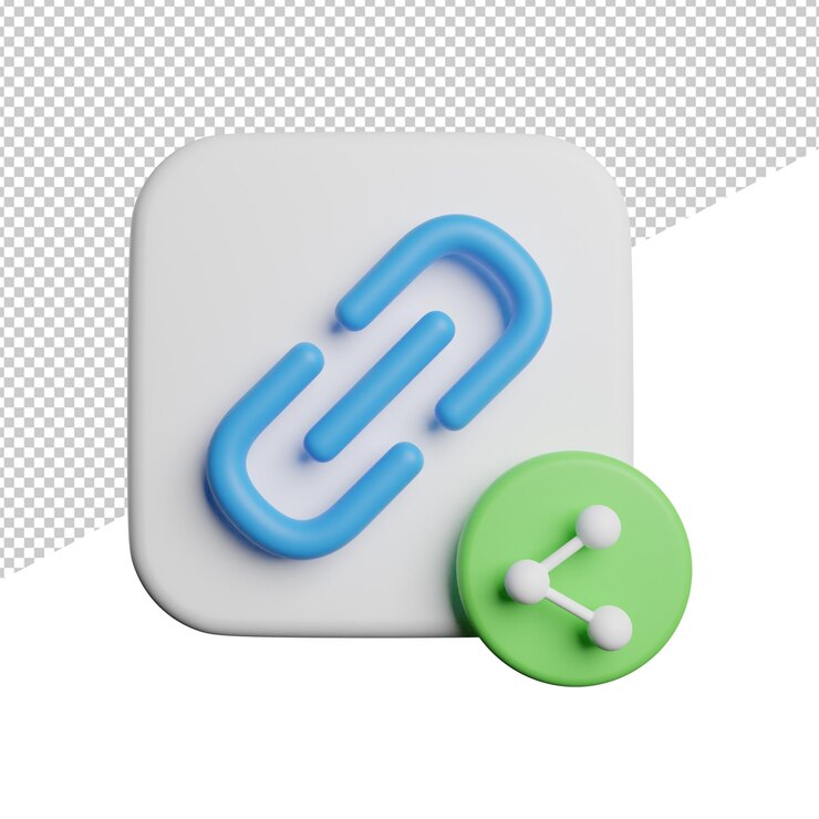 PSD compartir enlace dirección vista frontal 3d renderizado icono ilustración sobre fondo transparente