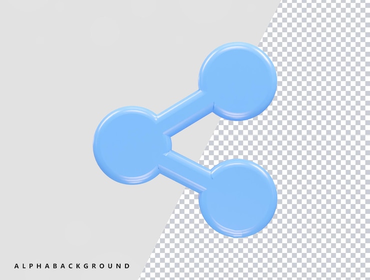PSD compartir el icono del vector de representación 3d transparente