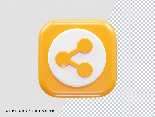 Compartir el icono del vector de representación 3D transparente