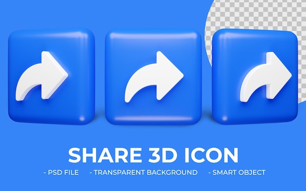 Compartir, reenviar o responder icono renderizado 3d aislado