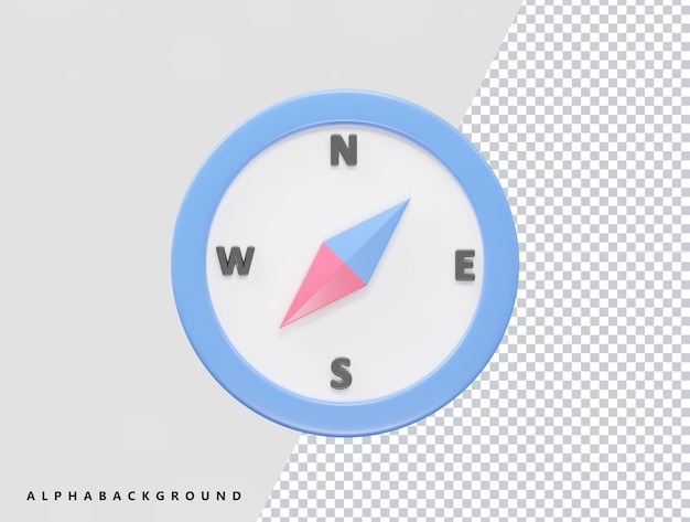 compass icon vector 3d rendering transparent