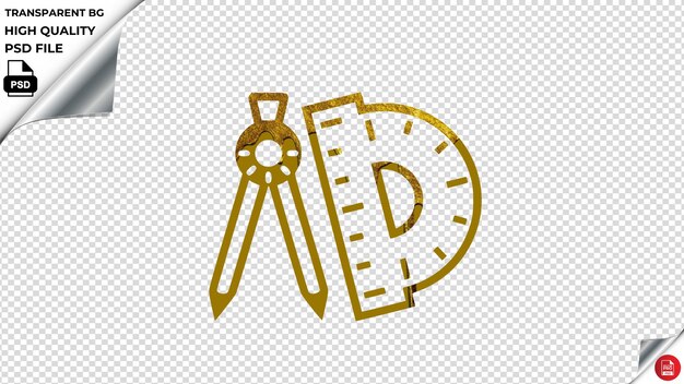 PSD compass ruler golden color melted paint psd transparent