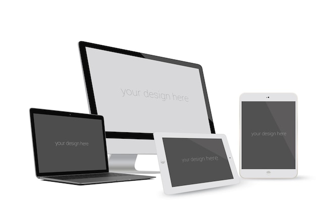 Compilação de Mockup de Dispositivo Caixa de Software de Tablet Computador Laptop e Smartphone Mockup Showcase