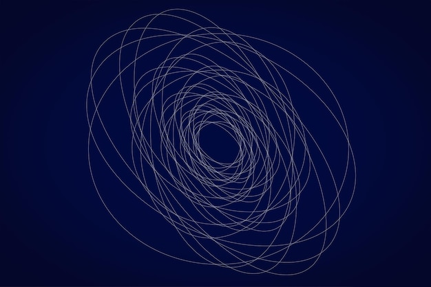 Complex structure of intersecting white ellipses creating a dynamic vibration effect White