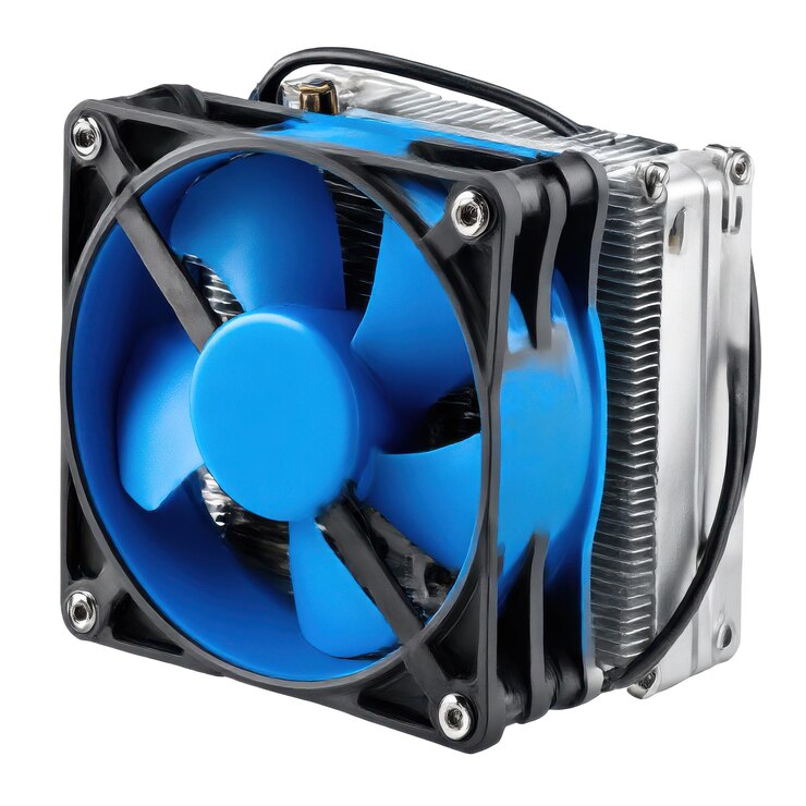 PSD componente de hardware del sistema de refrigeración del radiador del ventilador de enfriador de la cpu de la computadora en un fondo transparente
