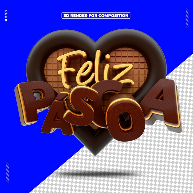 Composição 3D de Feliz Páscoa.