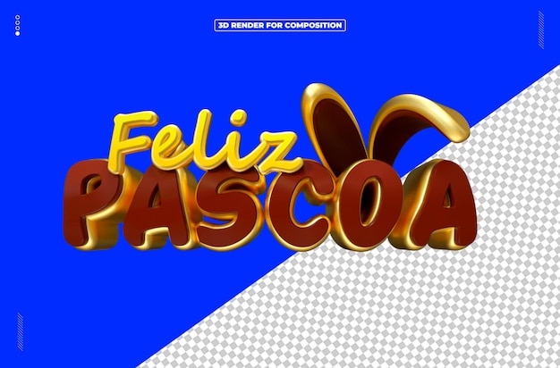 Composição 3D de Feliz Páscoa.