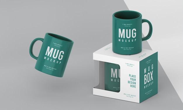 Composição da maquete da caixa de caneca
