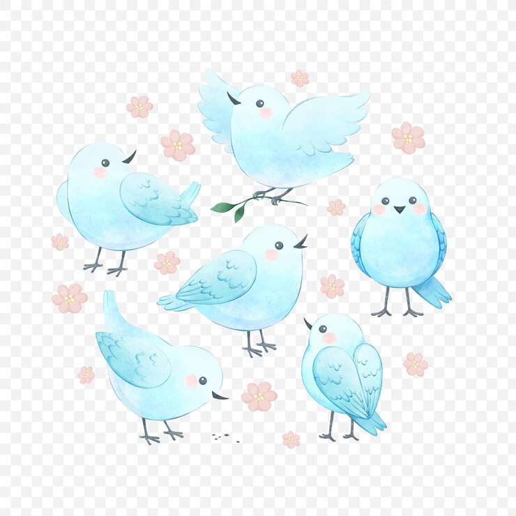 PSD composição de pássaros e flores em forma de círculo ilustração romântica em aquarela