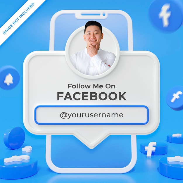 Composição de renderização 3d de banner de perfil do Facebook