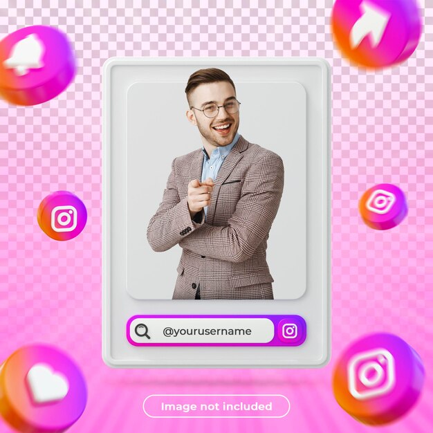 Composição de renderização 3d de banner de perfil do instagram