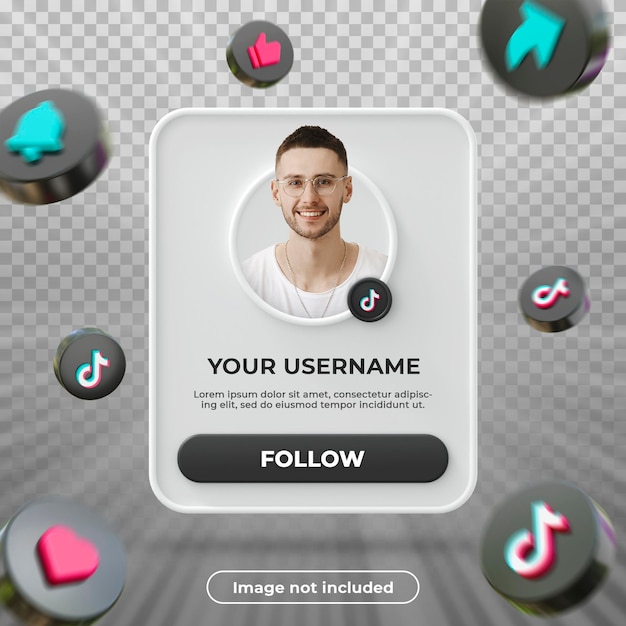 PSD composição de renderização 3d de banner de perfil tiktok