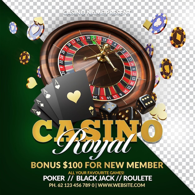 PSD composição de renderização 3d do casino royal night event