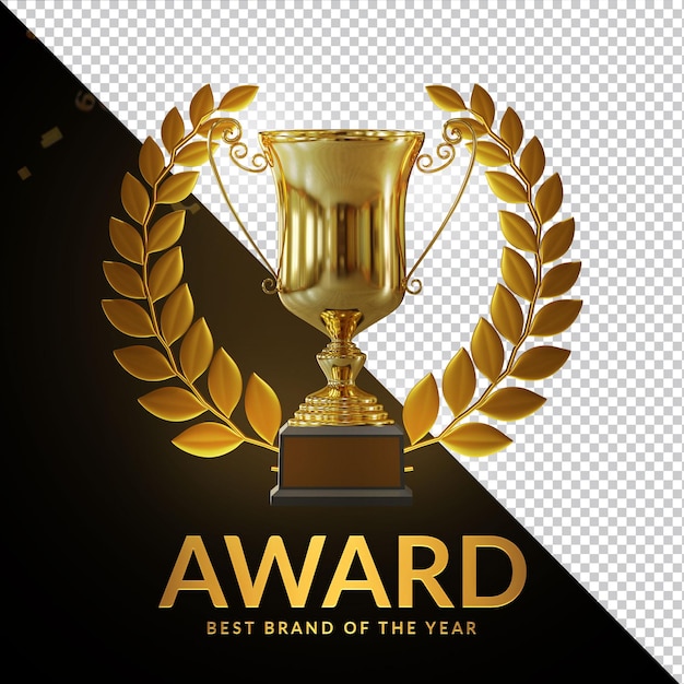 PSD composição de renderização 3d do troféu de ouro da award cup