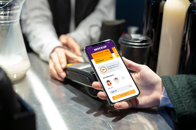 PSD composição do mock-up do aplicativo de pagamento móvel