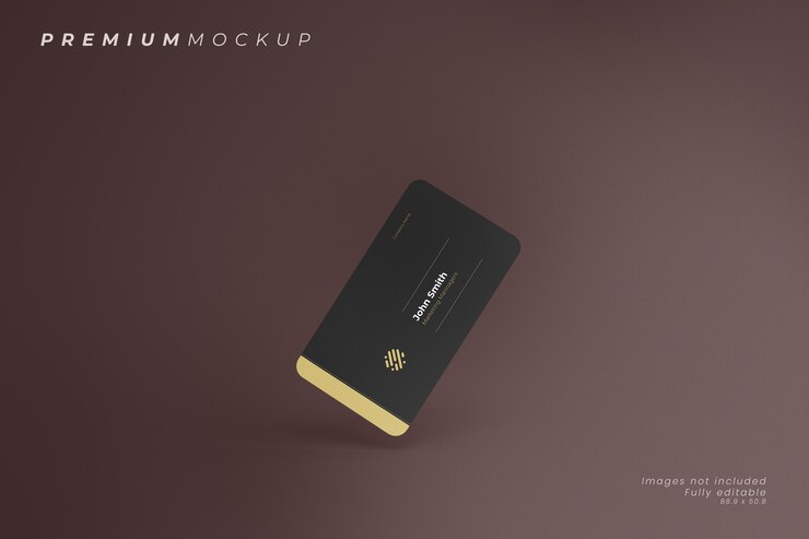 Composição minimalista e elegante flutuante de maquete de cartão de visita