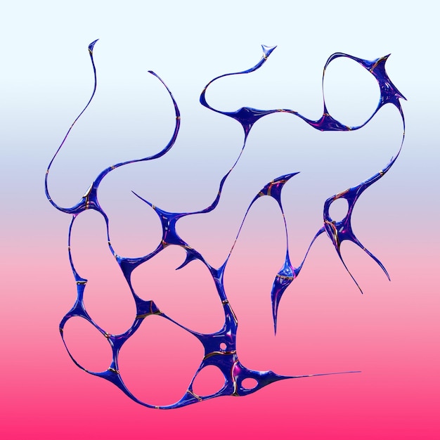 Composición abstracta con líneas azules fluidas en un fondo gradiente