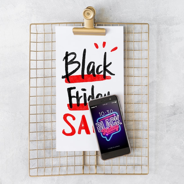 PSD composición de black friday con portapapeles