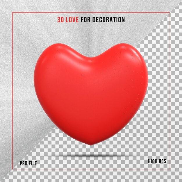 PSD composición decorativa de corazones de amor lindo del día de san valentín representación 3d aislada y transparente