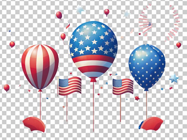 PSD composición del día de la independencia de los estados unidos con globos 2d