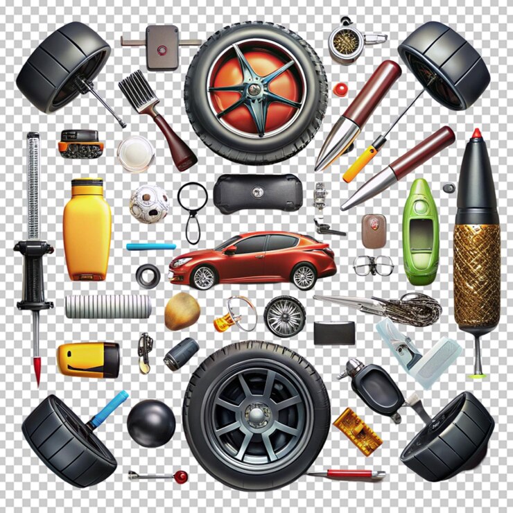 PSD composición de los diferentes accesorios de automóviles
