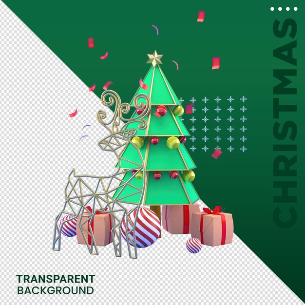 Composición de elementos de Navidad Ilustración 3D fondo transparente