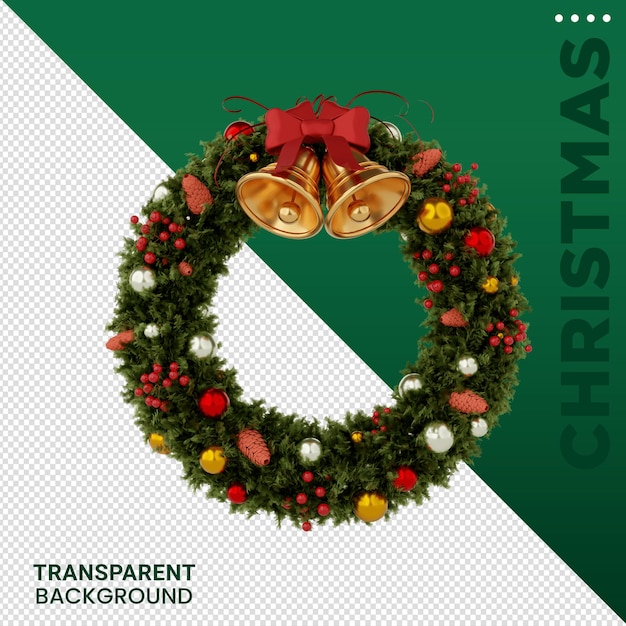 Composición de elementos navideños Ilustración 3D de fondo transparente