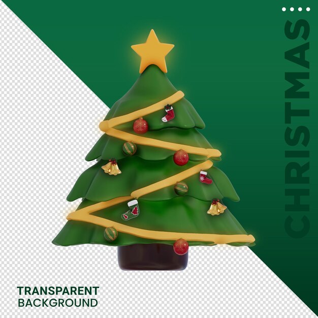 Composición de elementos navideños Ilustración 3D de fondo transparente