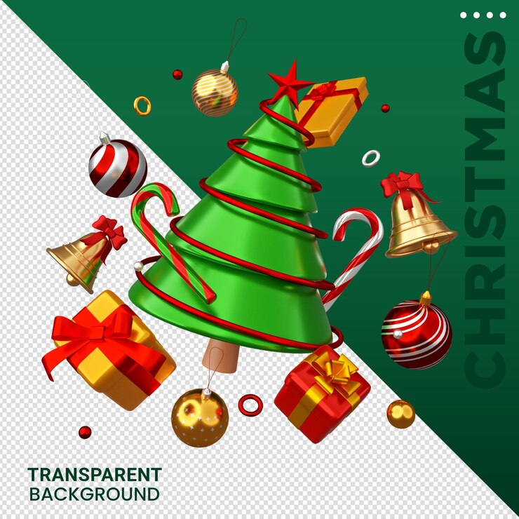 PSD composición de elementos navideños ilustración 3d de fondo transparente