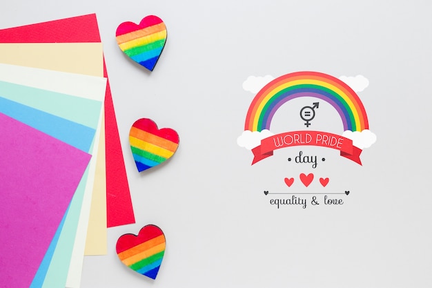 Composición flat lay de lgbt pride con copyspace