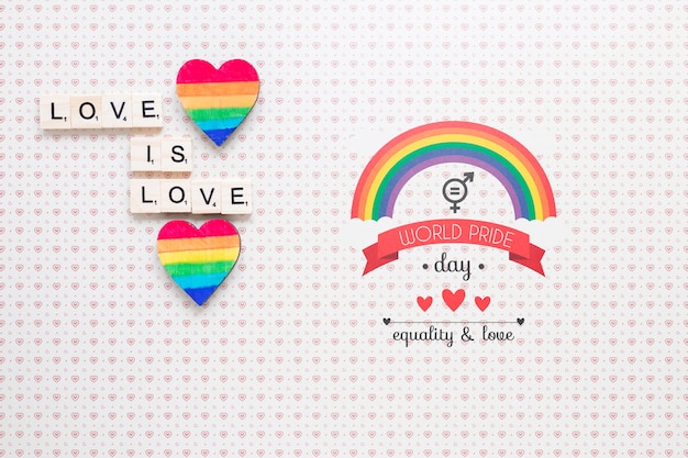 Composición flat lay de lgbt pride con copyspace